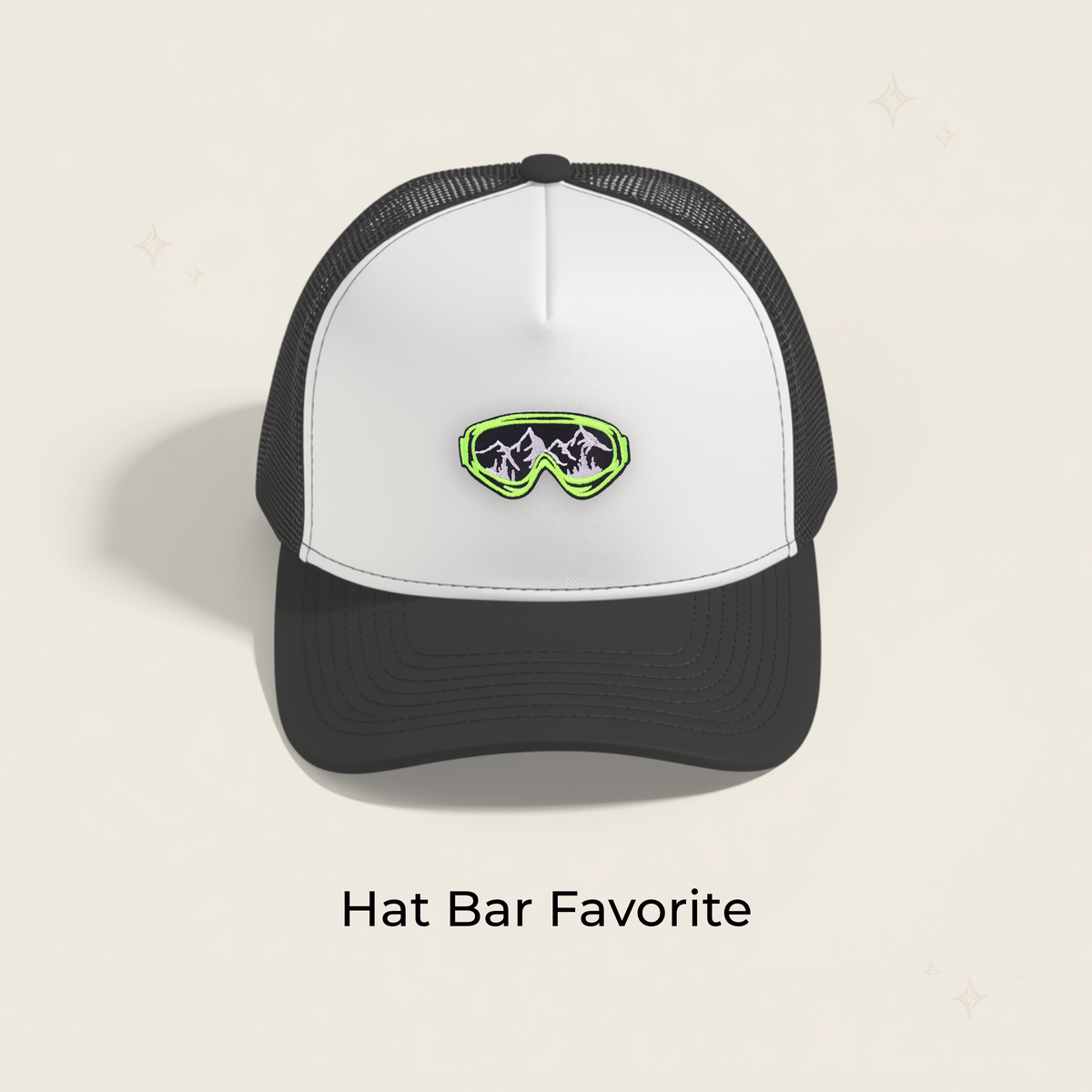Lime Green Mountain Ski Goggles Embroidered Patch