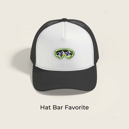 Lime Green Mountain Ski Goggles Embroidered Patch