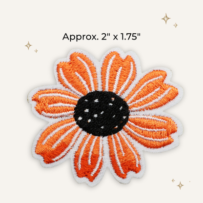 Orange Flower Embroidered Patch- RTS