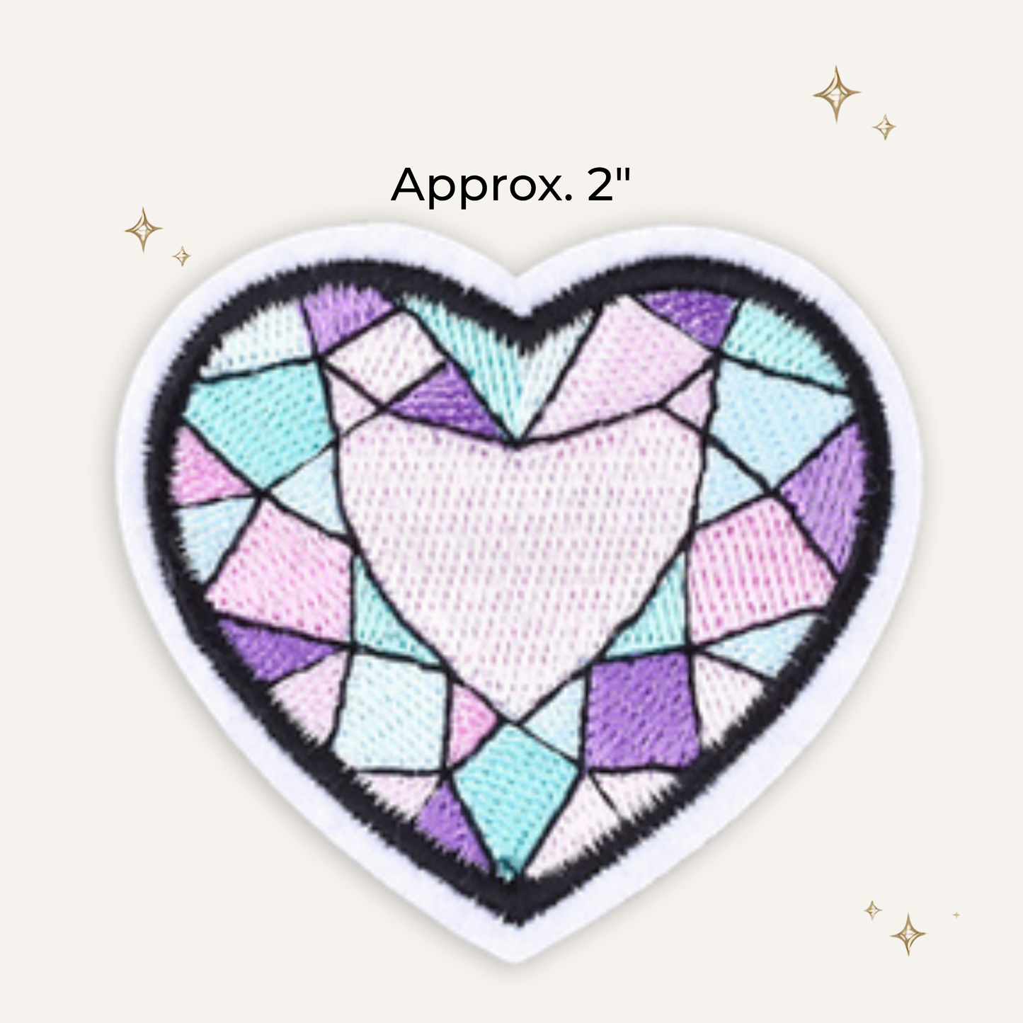 Heart Diamond Embroidered Patch- RTS