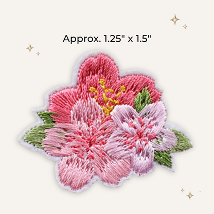 Pink Flowers Embroidered Patch- RTS