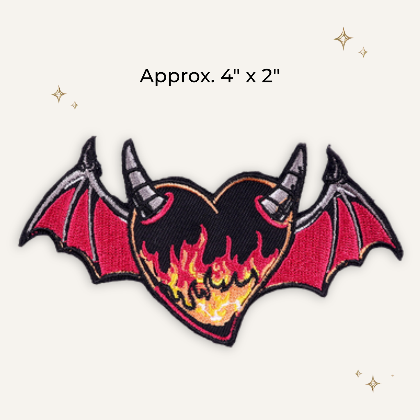 Flaming Bat Heart Embroidered Patch - RTS