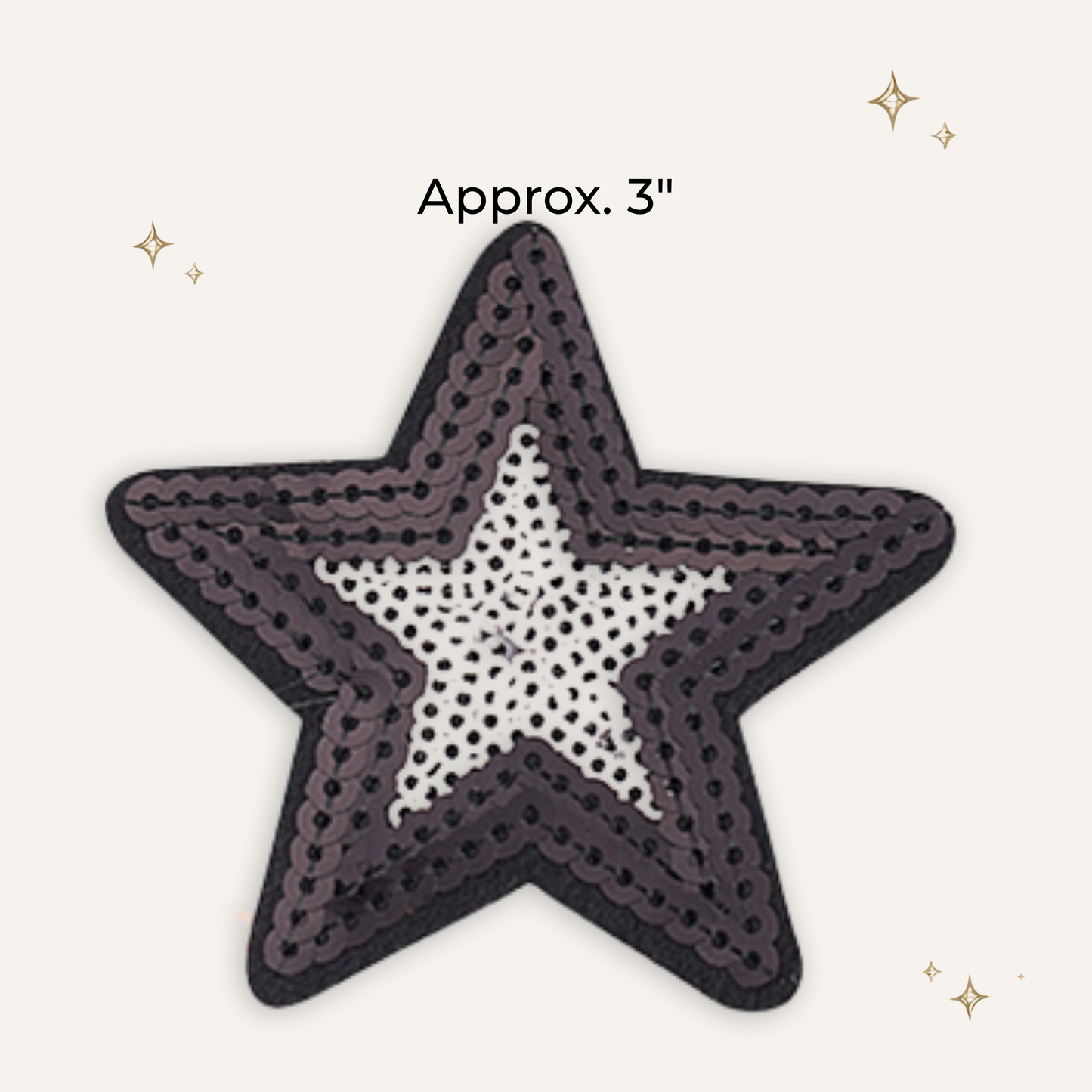 Black/White Star Sequin Patch- RTS