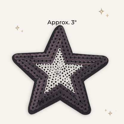 Black/White Star Sequin Patch- RTS