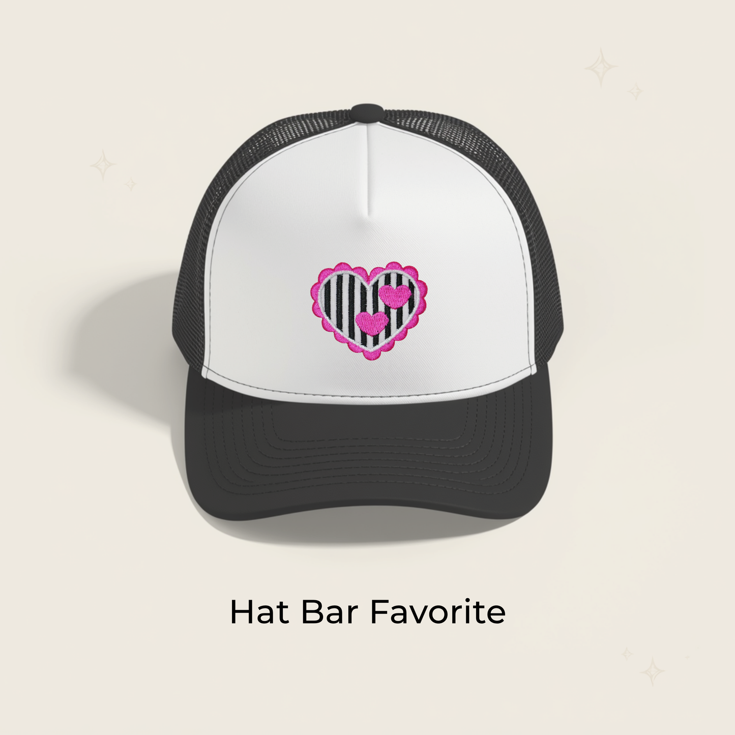 Pink & Black Striped Heart Embroidered Patch
