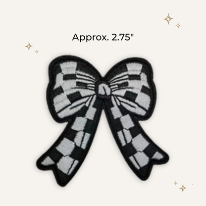 Checkered Bow Embroidered Patch - RTS