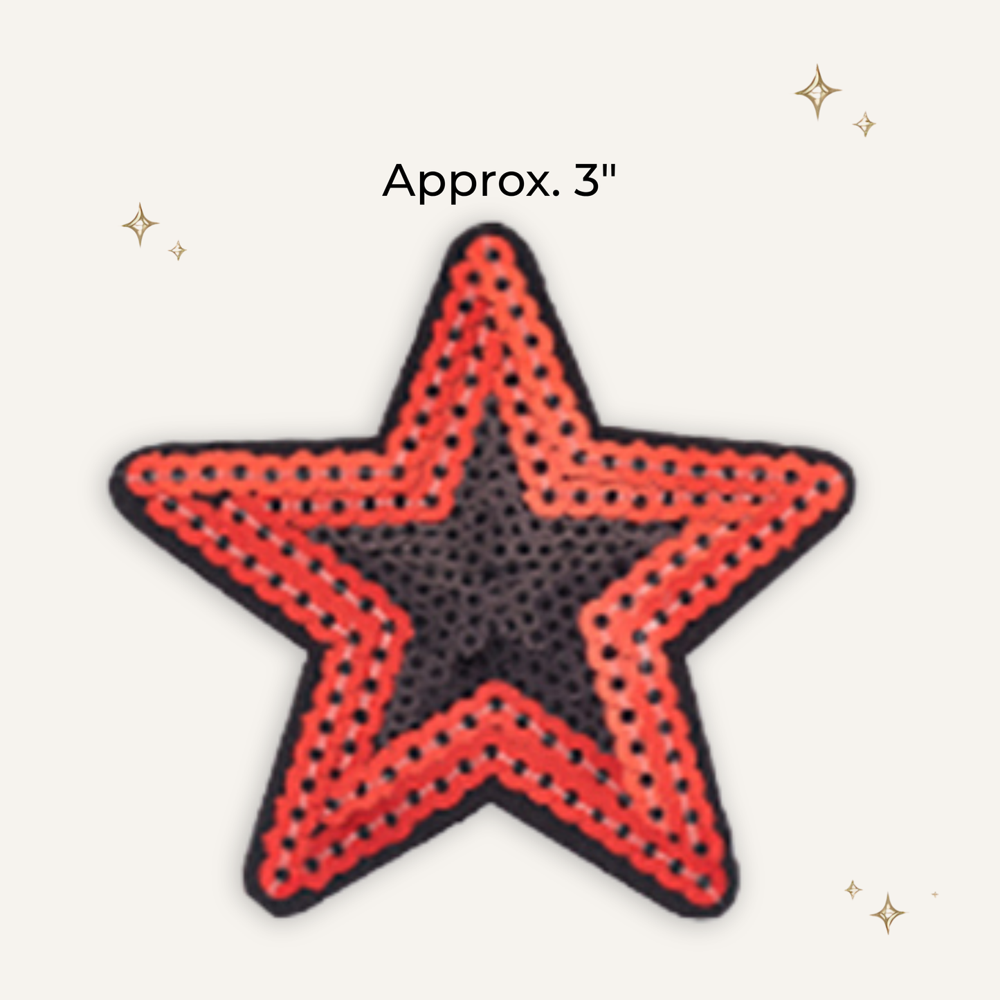 Black/Red Star Sequin Patch- RTS