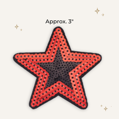 Black/Red Star Sequin Patch- RTS