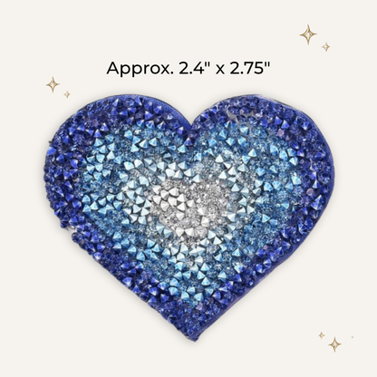 Blue Heart Rhinestone Patch- RTS