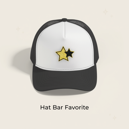 Gold & Black Double Stars Embroidered Patch