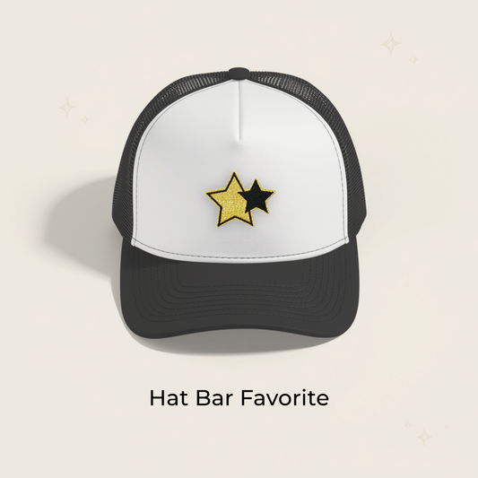Gold & Black Double Stars Embroidered Patch