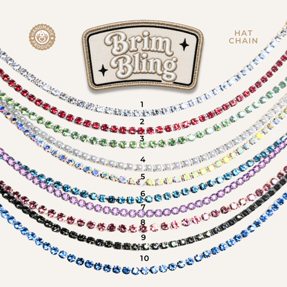 Double Rhinestone 4mm - 11 Inch Hat Chains Custom Colors