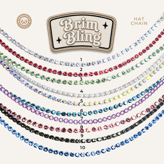 Double Rhinestone 4mm - 11 Inch Hat Chains Custom Colors