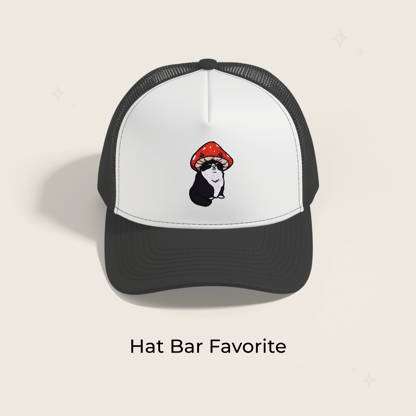 Mushroom Hat Fat Cat Embroidered Patch
