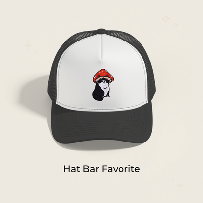 Mushroom Hat Fat Cat Embroidered Patch