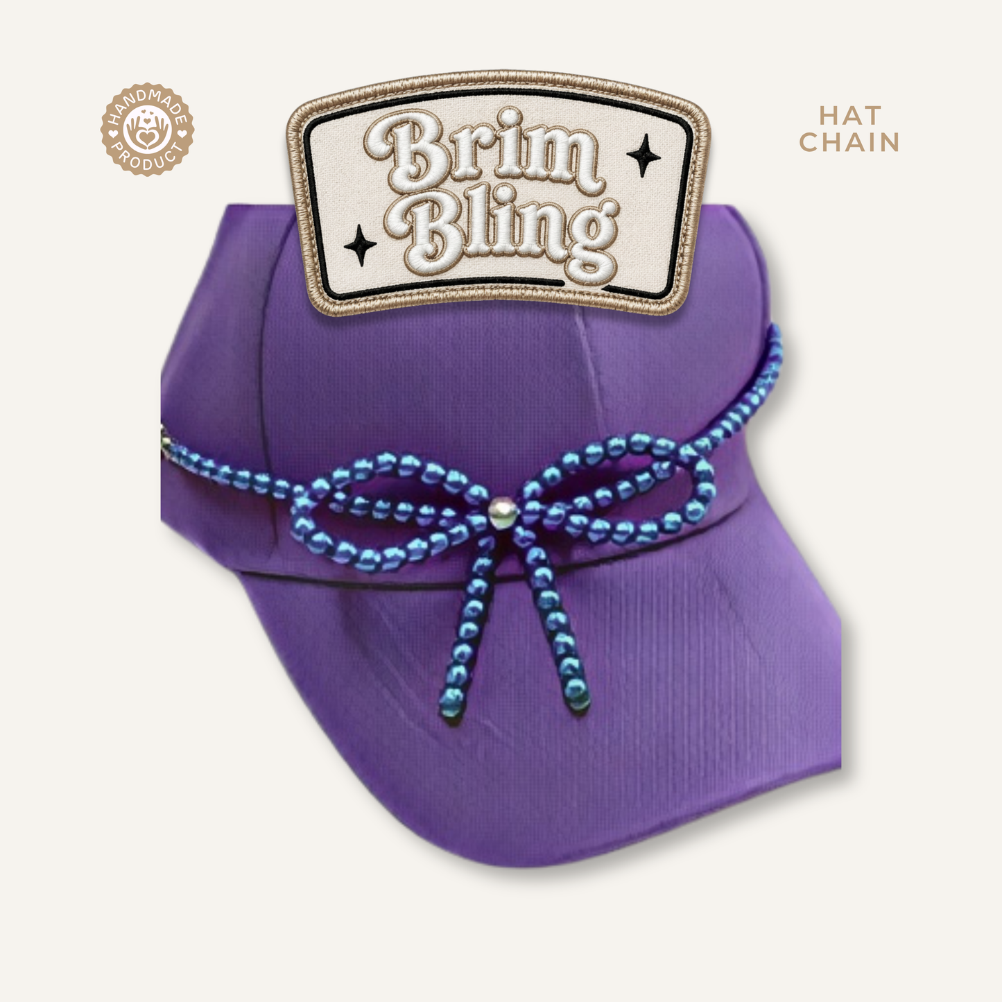 Blue Pearl Bow - 11 Inch Hat Chain