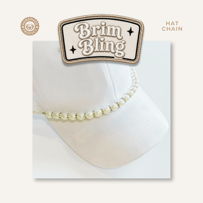Jumbo White Pearl w/Rhinestone - 11 Inch Hat Chain