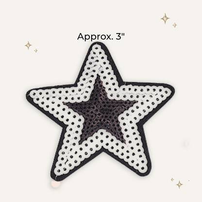 White/Black Star Sequin Patch- RTS