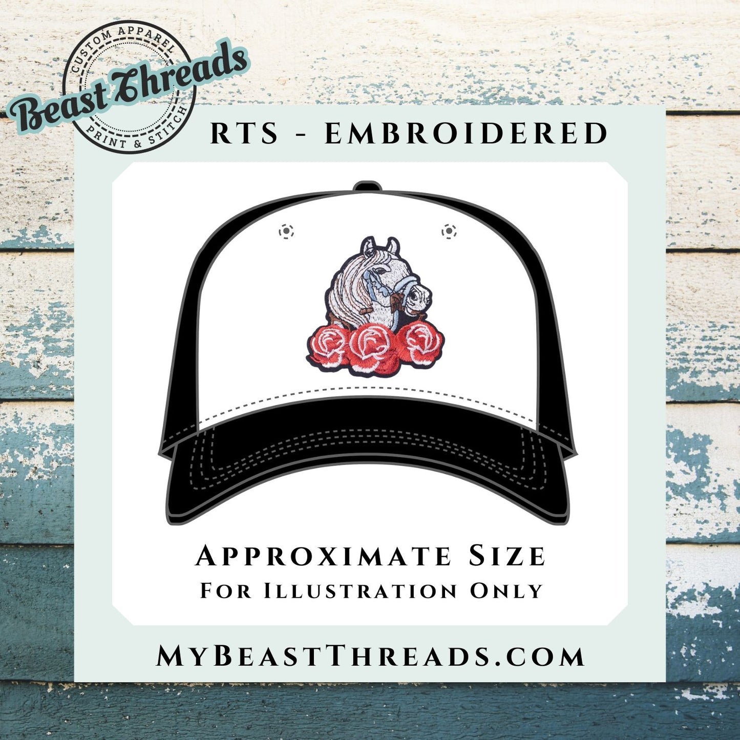 Horse & Roses Embroidered Patch - RTS