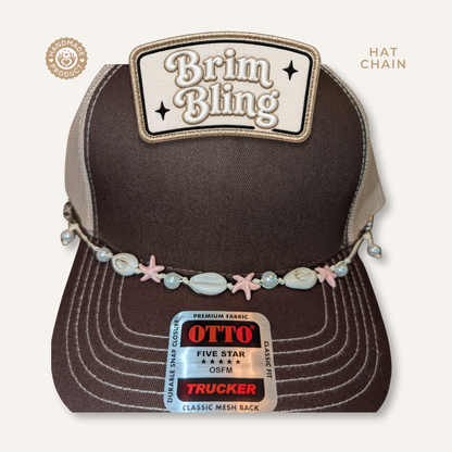 Puca Shell, Pearl & Starfish Pink - 11 Inch Hat Chain