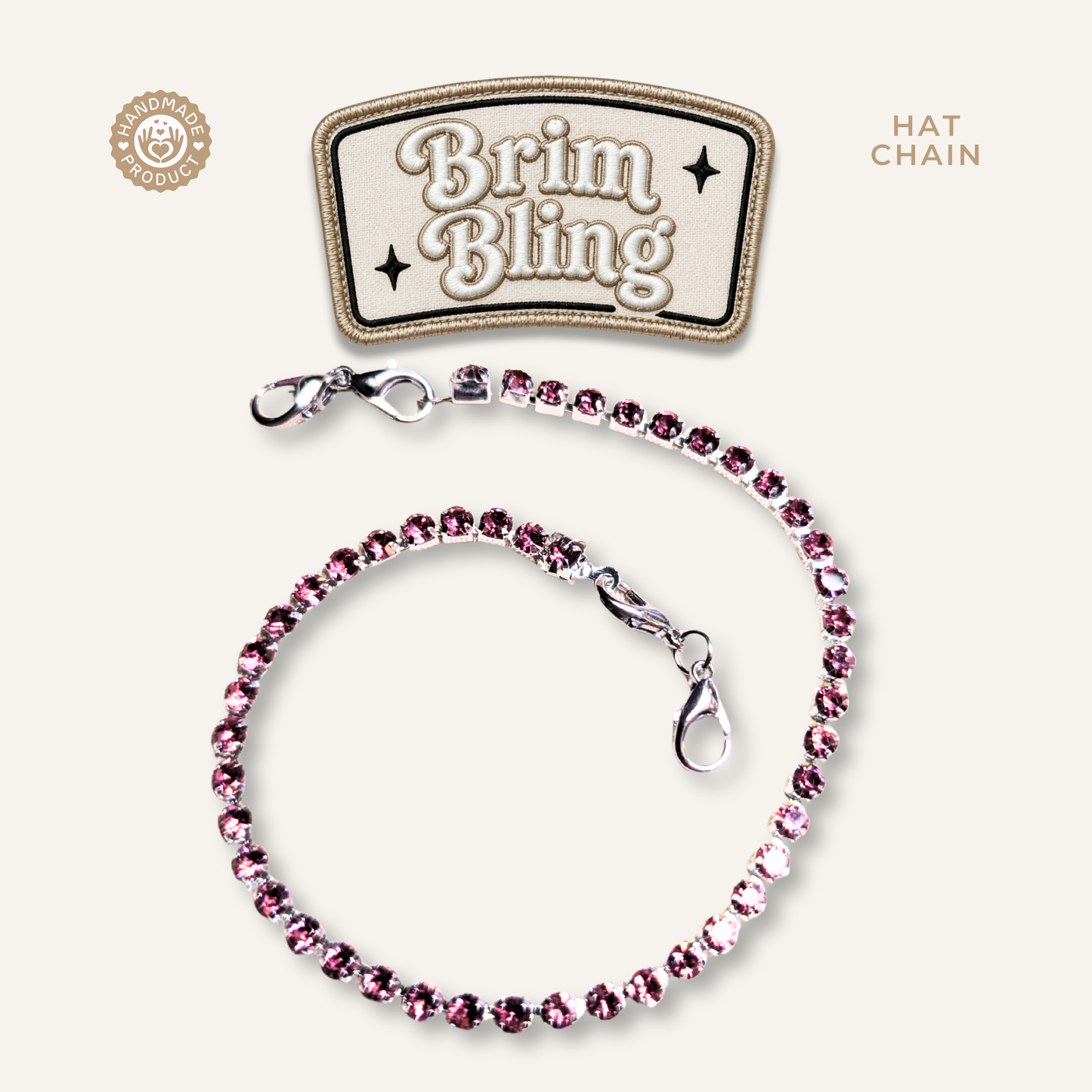 Pink Rhinestone 4mm - 11 Inch Hat Chains