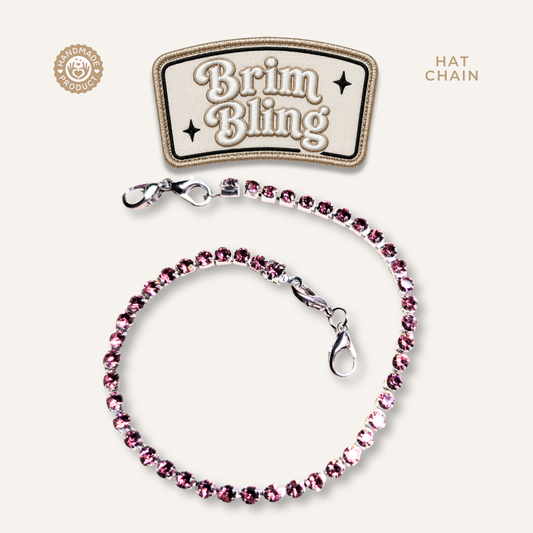 Pink Rhinestone 4mm - 11 Inch Hat Chains