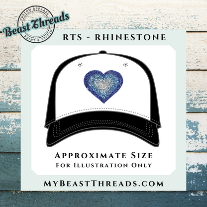 Blue Heart Rhinestone Patch- RTS
