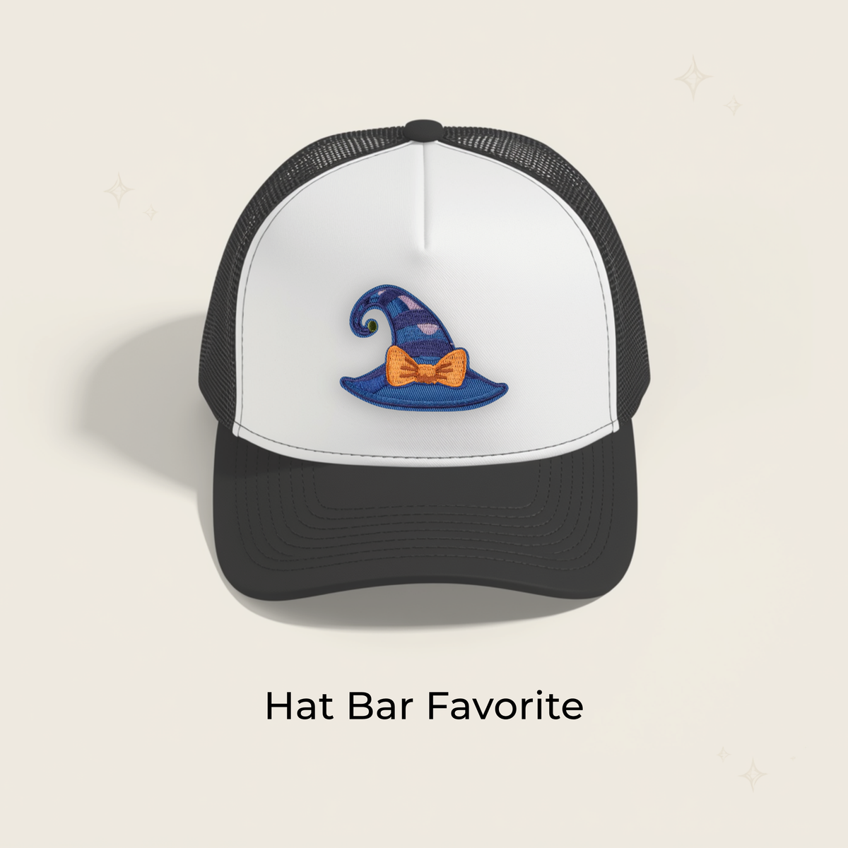 Witchy Hat Blue & Orange Bow Embroidered Patch