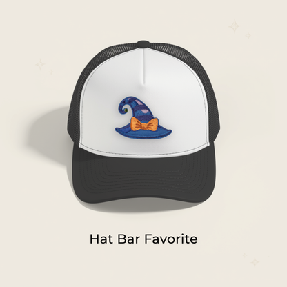Witchy Hat Blue & Orange Bow Embroidered Patch
