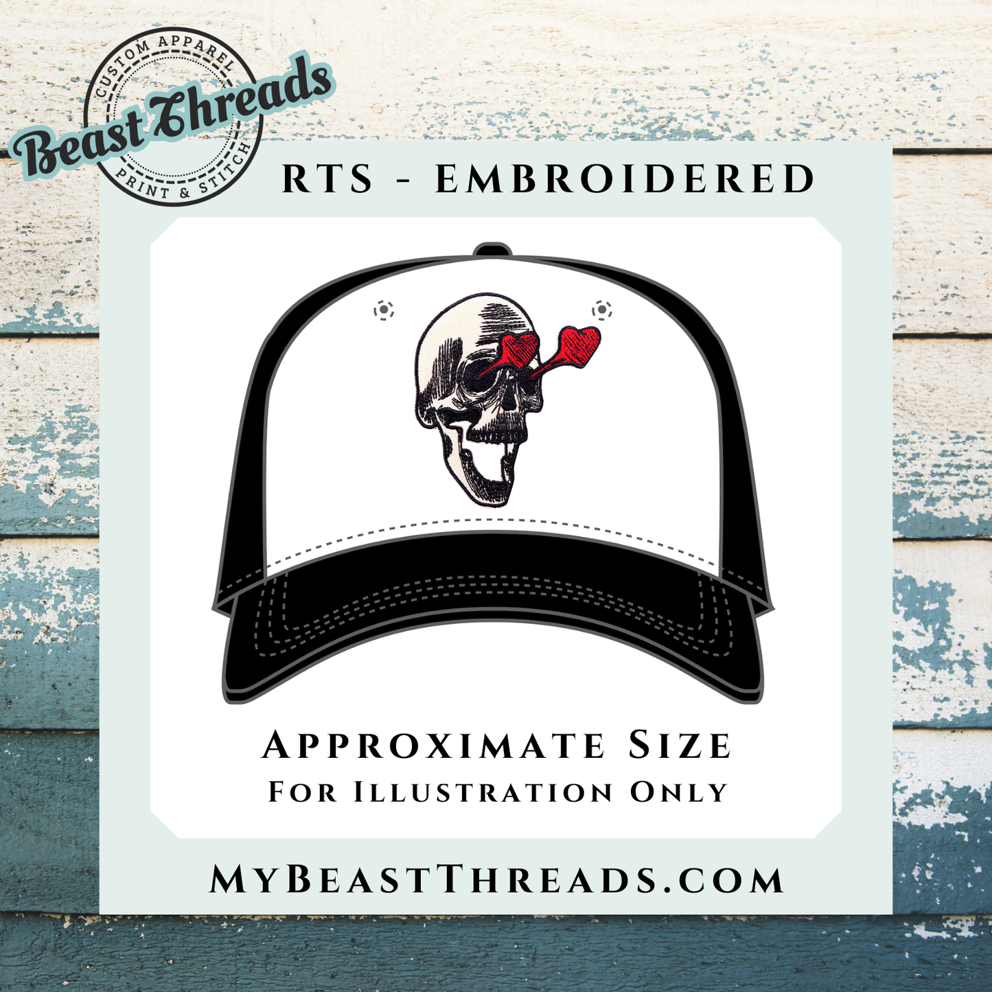 Skull Heart Eyes Embroidered Patch- RTS