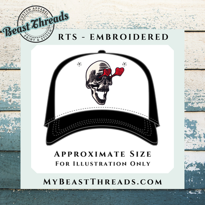 Skull Heart Eyes Embroidered Patch- RTS