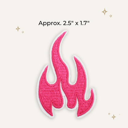 Pink Flame Embroidered Patch - RTS