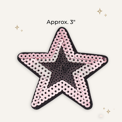 Pink/Black Star Sequin Patch- RTS