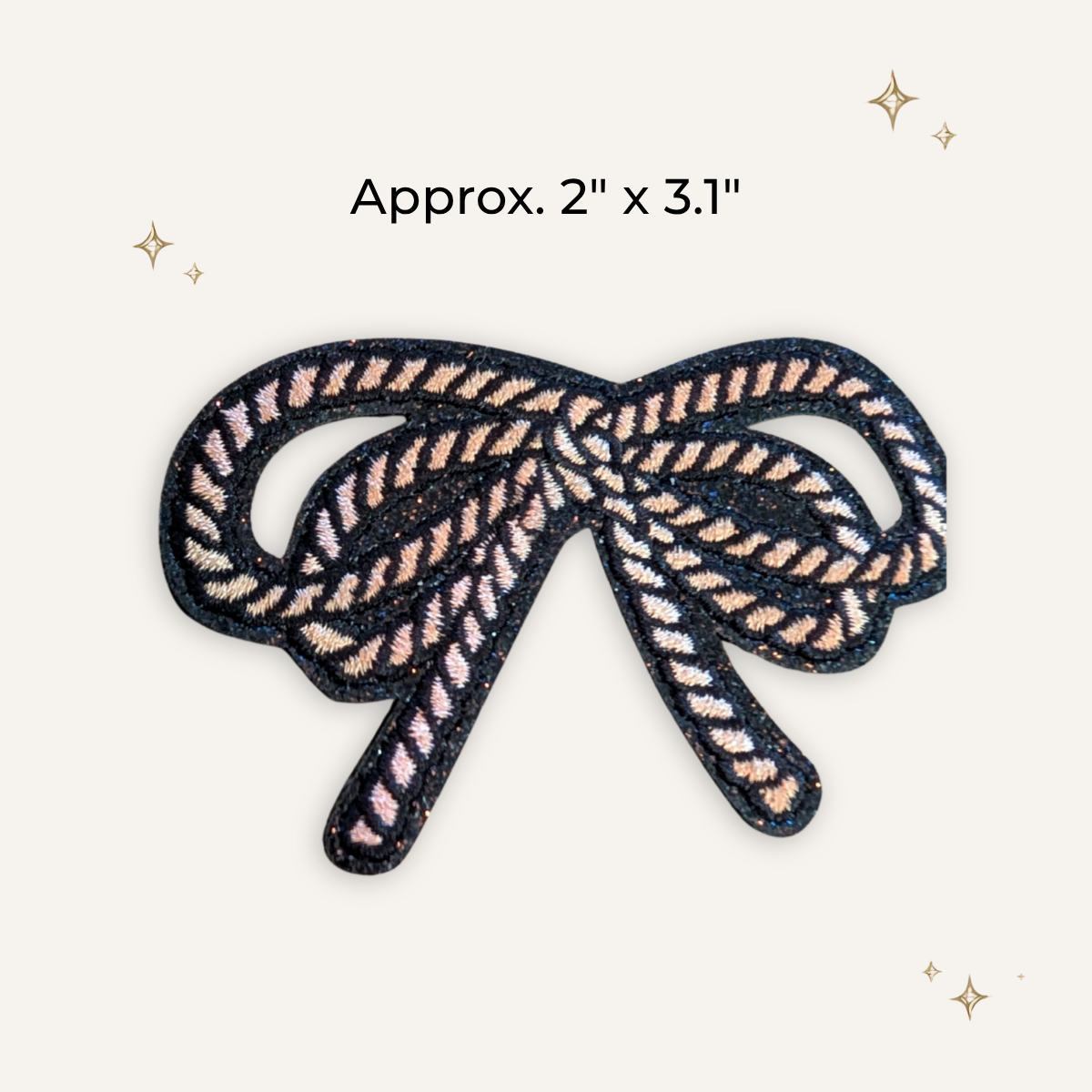 Rope Bow w/ Glitter Embroidered Patch