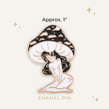 Black Mushroom Hat Faerie Enamel Pin