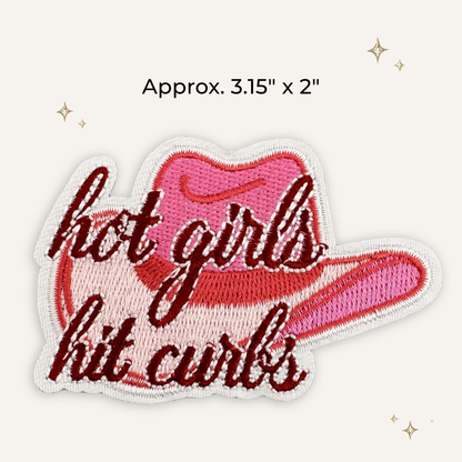 Hot Girls Hit Curbs Cowgirl Hat Embroidered Patch