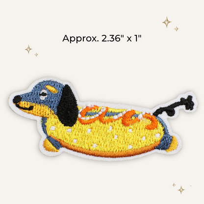 Hot Dog Bun Weiner Dog Embroidered Patch