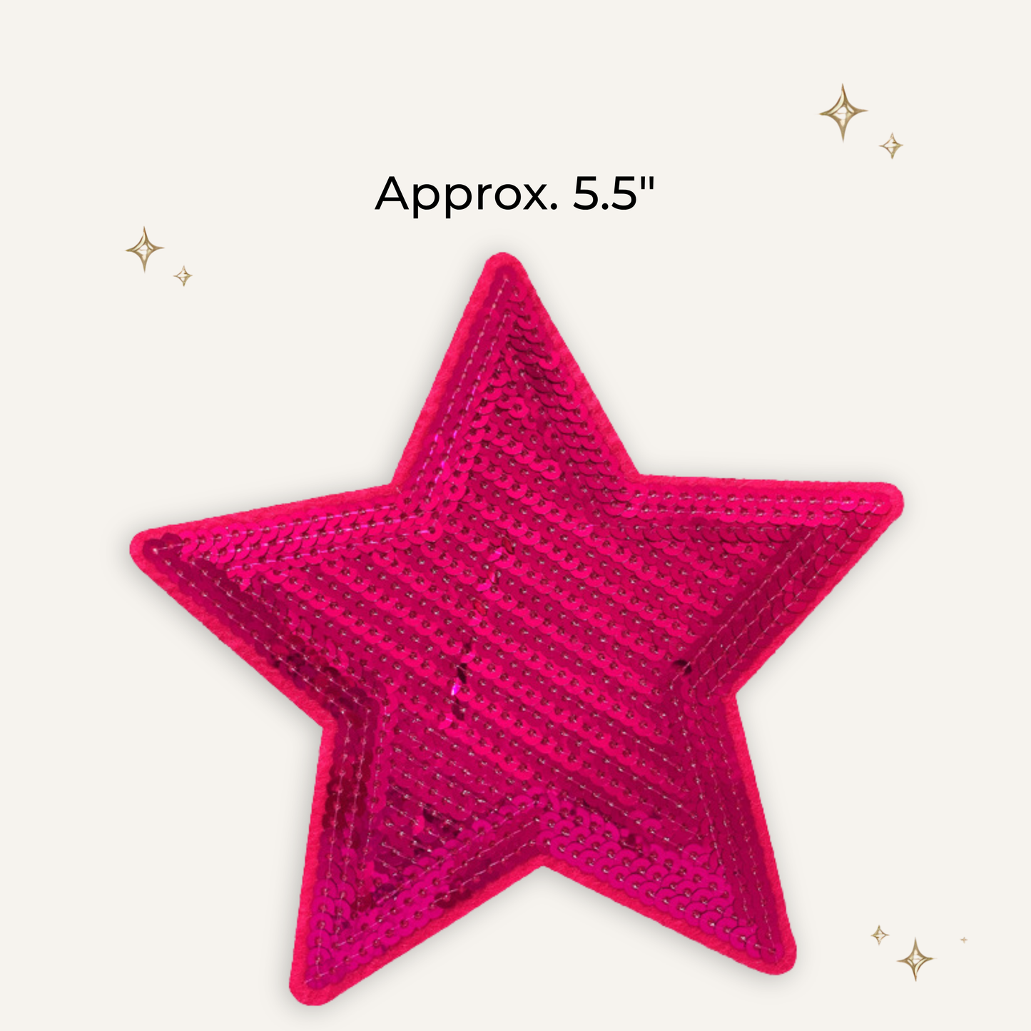 Hot Pink Sequin Star 5.5" Embroidered Patch