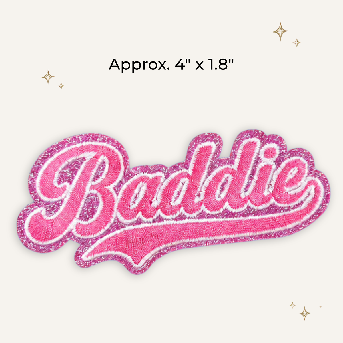 Baddie Pink Glitter Embroidered Patch