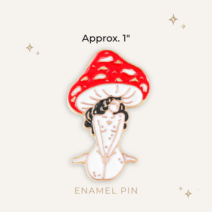 Red Mushroom Hat Faerie Enamel Pin
