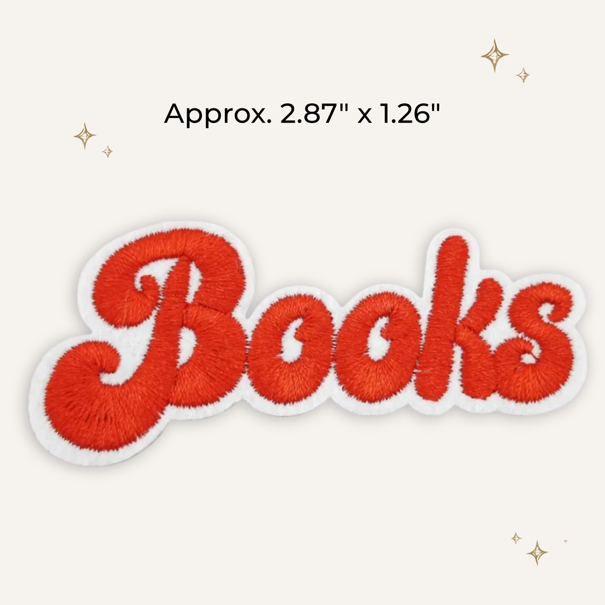 Retro Books in Red Embroidered Patch