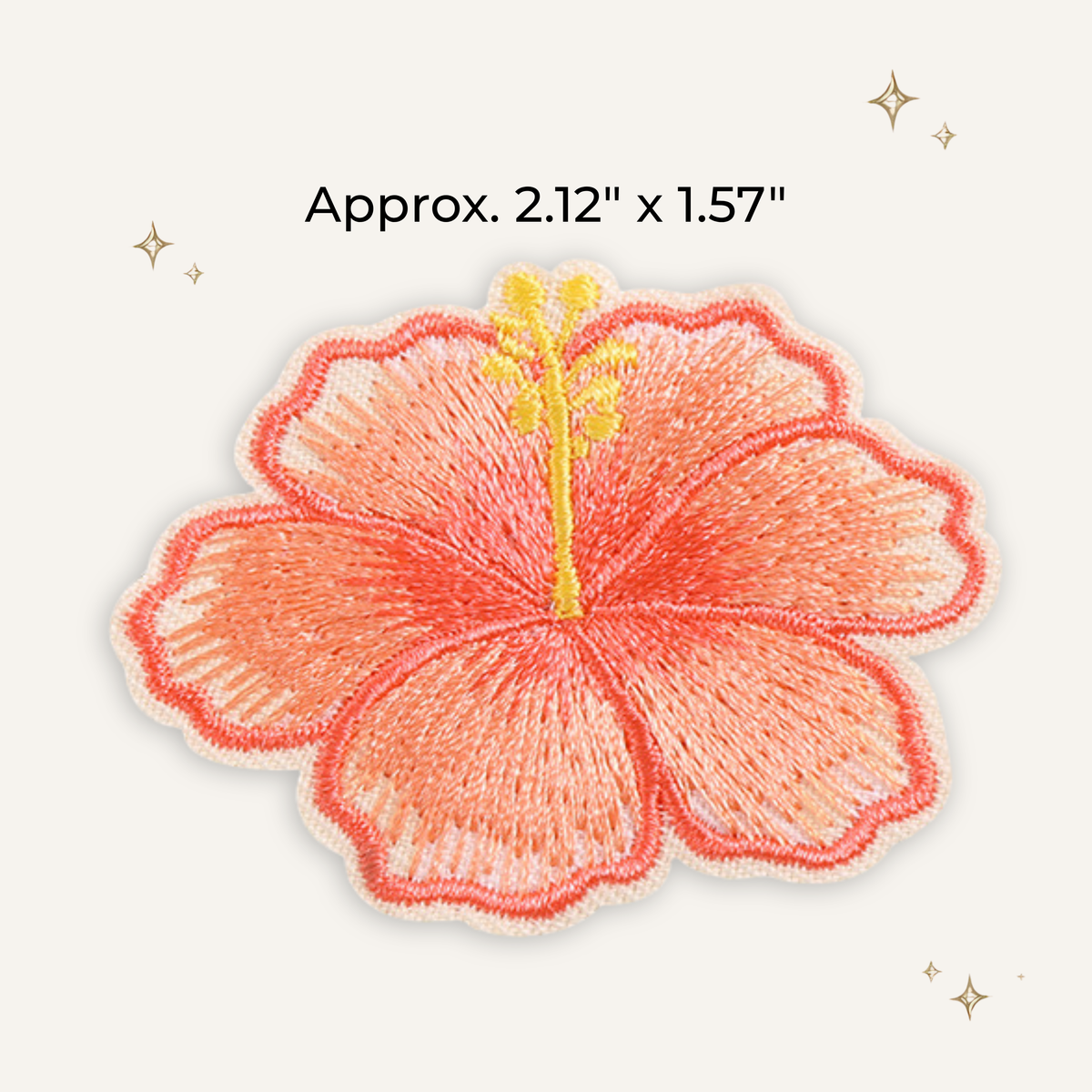 Hawaiian Hibiscus Coral Embroidered Patch
