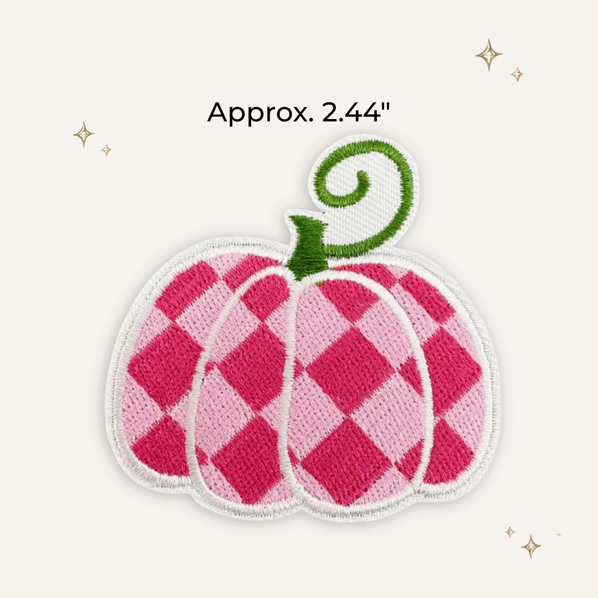 Pumpkin Pink Argyle Embroidered Patch
