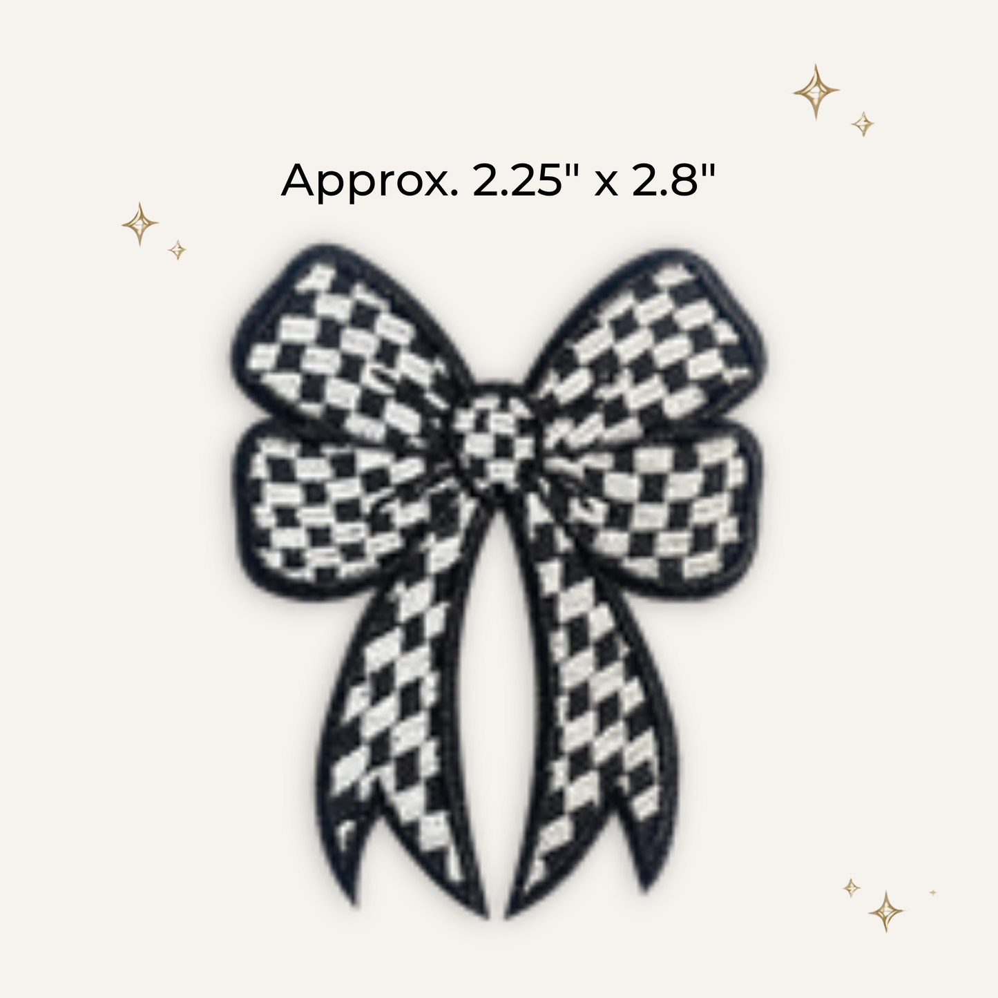 Double Bow Checkered Embroidered Patch- RTS