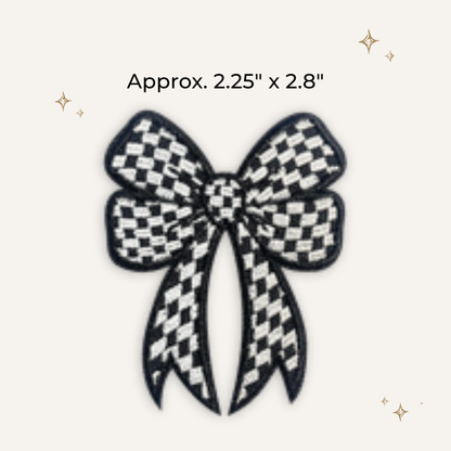 Double Bow Checkered Embroidered Patch- RTS
