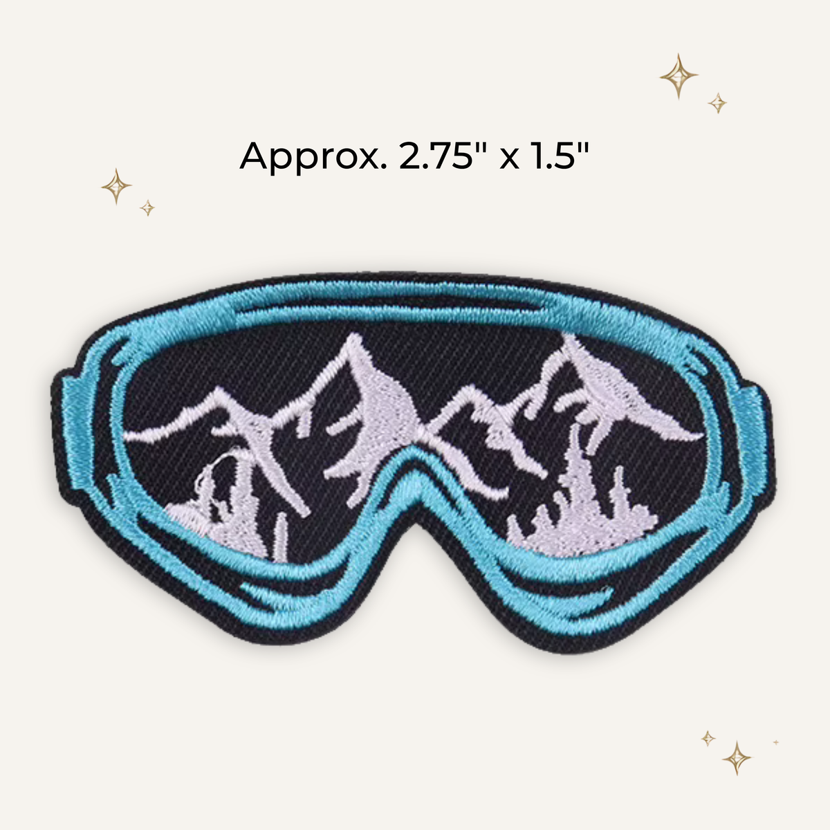 Electric Blue Mountain Ski Goggles Embroidered Patch