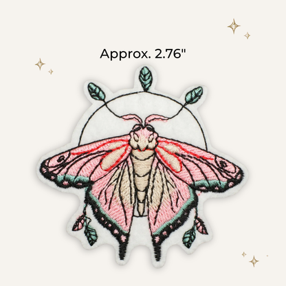 Forest Witch Pink Moth Embroidered Patch