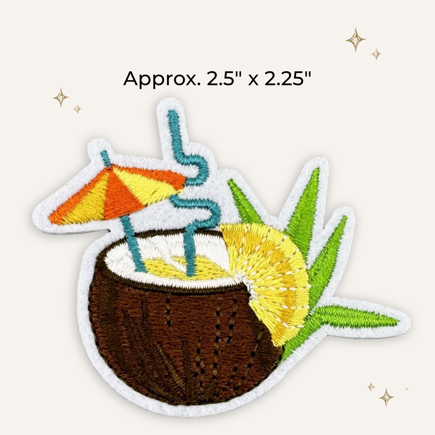Tropical Coconut Drink Lg Embroidered Patch