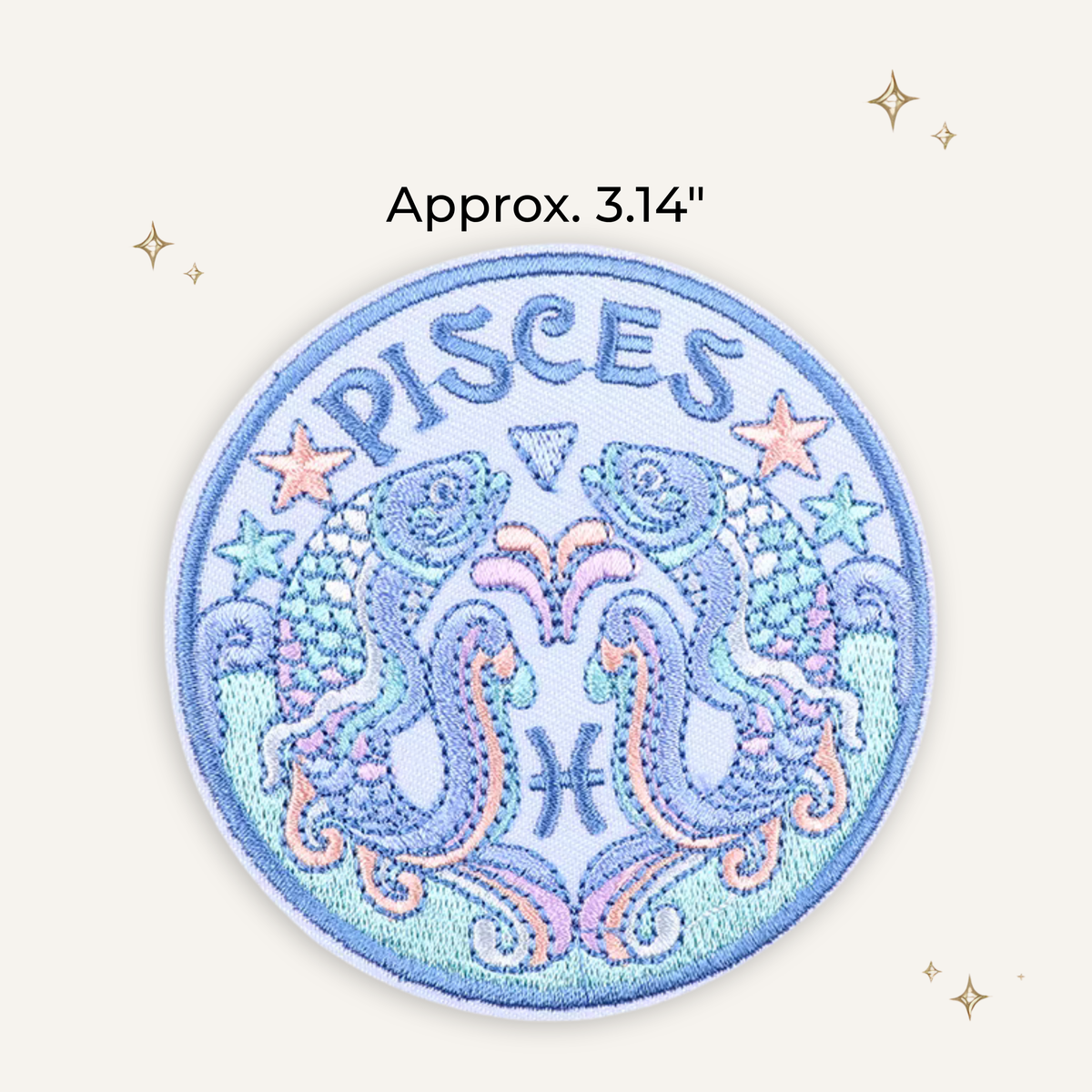 Retro Pastel Pisces Zodiac Embroidered Patch