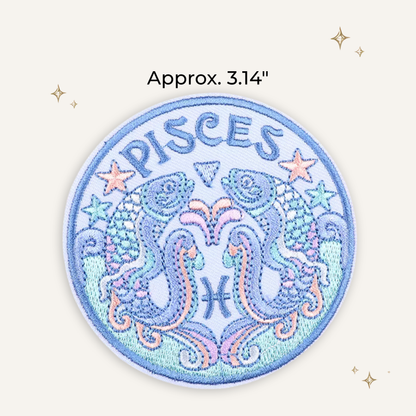 Retro Pastel Pisces Zodiac Embroidered Patch